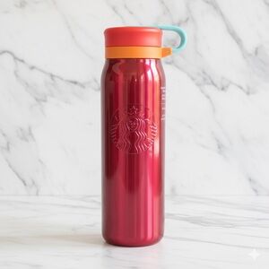 NWT Starbucks 2025 Red Metallic 20oz Fizz-Friendly Vacuum Insulated Water Bottle